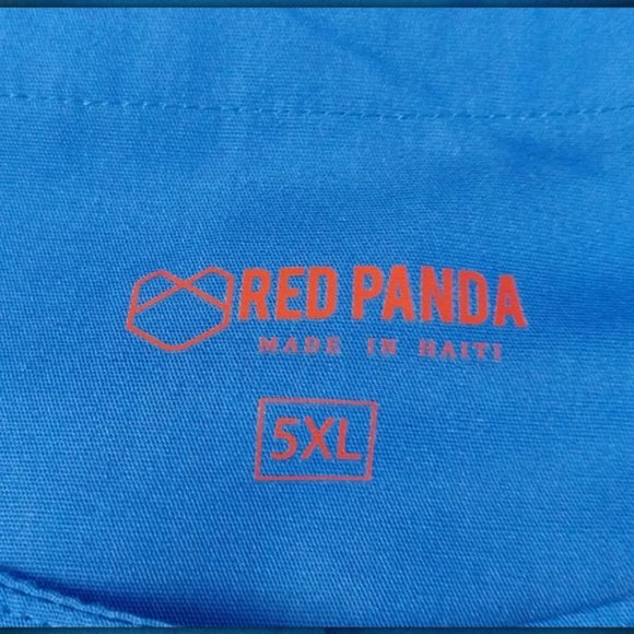 Red Panda Blue Long Sleeve Snap Buttons Pockets Nurses Top Women's Plus Size 5X - Picture 7 of 10